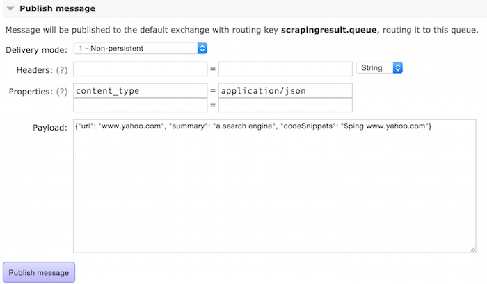 Publish message in RabbitMQ